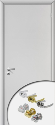  Дверь ОЛОВИ крашеная в комплекте (ручка+сантехническая завертка) Белая М7