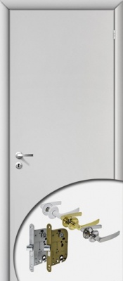 Дверь белая в комплекте (ручка+замок с ключами)