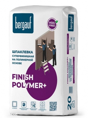 BERGAUF Finish Polymer+ 20 кг, полимерная шпаклевка сверхбелая